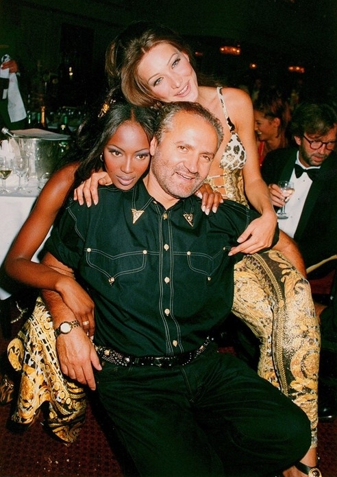 Gianni Versace With Naomi Campbell and Carla Bruni